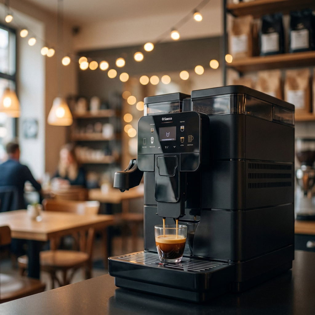 Máquina de café Saeco em ambiente de cafeteria
